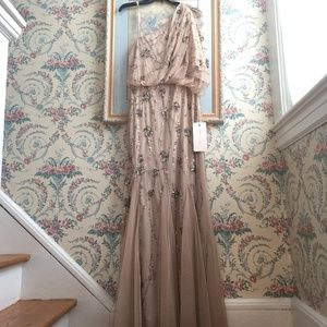 Adrianna Papell Women's One Shoulder Beaded Blouso